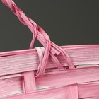 Корзина плетеная, D26 х 13 х 11 см, розовая, бамбук - Фото 4