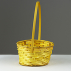 Корзина плетеная, D21 х 10/34 см, жёлтый, бамбук - фото 23671617