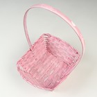 Корзина плетеная, 21,6 х 21,6 х 10/38 см, розовая, бамбук - фото 23725672