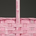 Корзина плетеная, 21,6 х 21,6 х 10/38 см, розовая, бамбук - Фото 4