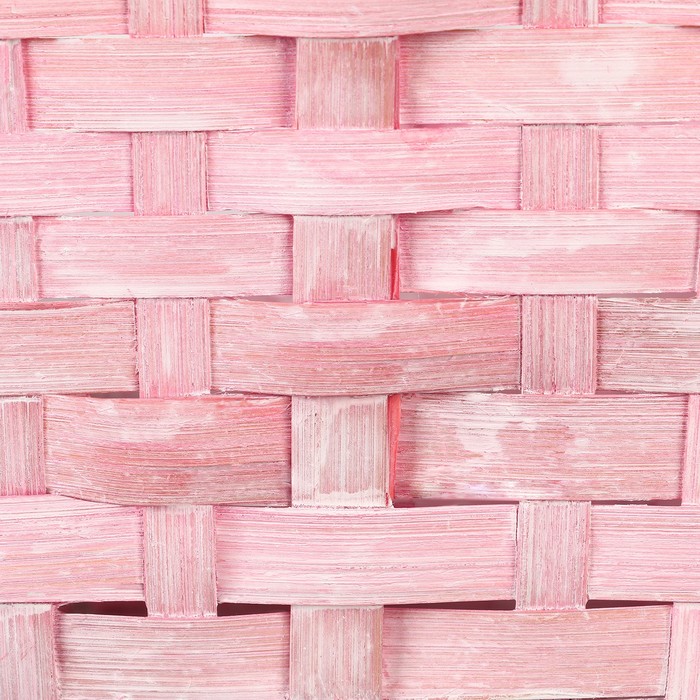 Корзина плетеная, 21,6 х 21,6 х 10/38 см, розовая, бамбук