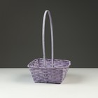 Корзина плетеная, 21,6 х 21,6 х 10/38 см, фиолетовая, бамбук - фото 23725676
