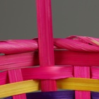 Корзина плетеная, D25 х 18 х 10/45 см, розовая, бамбук - Фото 4