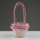 Набор корзин плетеных, D16х10/31 см, D19х11х33 см, D21х12х35 см, 3 шт, розовые, бамбук - фото 23725726