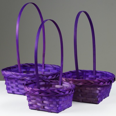 Корзина плетёная для хранения Fibra, бамбук, фиолетовая, набор 3 шт.