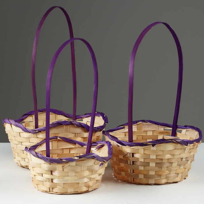 

Набор корзин, 19х7,5х9,5/31 см, 22х9х11/34 см, 24х9х11,5/35 см, 3 шт, фиолетовые, бамбук