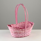 Набор корзин, 26х19х9х10,5/34 см, 33х24х11х13/42 см, 30х21х10х11/38 см,розовые, 3шт,  бамбук 1029632 - фото 23725901