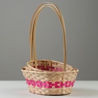 Набор корзин, 27x21x10/38 см, 24x19x10/36 см, 22x18x10/34 см, 3 шт, розовые, бамбук - фото 23725946