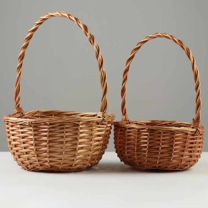 

Набор корзин плетеных, D29x14/38 см, D24 x 12/33 см, 2 шт, медовые, ива