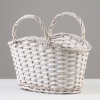 Набор корзин плетеных, 39 х 25 х 19 х 24 х 33 см, 34 х 20 х 17 х 22 х 30 см, 2шт, белые, ива 1029636 - фото 24988346