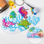 Коврик противоскользящий в ванну на присосках Доляна «Морские жители», 36×68 см - Фото 4