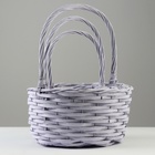 Набор корзин, 31х16/40 см, 25х14/35 см, 21х12/30 см, 3 шт, сиреневые, ива - фото 23726077