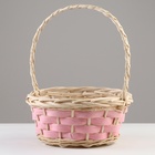 Набор корзин плетеных, 36х36х16х38 см, 30х30х14х33 см, 23х23х12х28 см, 3 шт, розовые, ива - фото 24630499