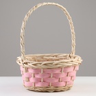 Набор корзин плетеных, 36х36х16х38 см, 30х30х14х33 см, 23х23х12х28 см, 3 шт, розовые, ива - фото 24630500
