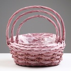 Набор плетеных корзин, 37х30х35,5 см, 31х24х31 см, 25,5х19х25 см, 3 шт, розовые, ива - фото 23726140