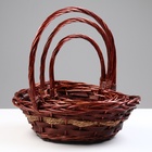 Набор корзин плетеных, 38х29х14/10/36 см, 32х23х13/9/31 см, 26х19х11/8/26 см, 3 шт, ива - фото 23738256