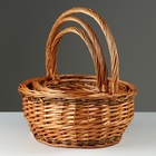 Набор плетеных корзин, 39х30х16/36 см, 32х24х14/32 см, 27х19х12/27 см, 3 шт, ива - фото 24321756