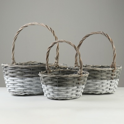 Корзина плетёная для хранения Knute, ива, серая, набор 3 шт.