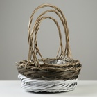 Набор корзин, 39x31х15/45 см, 33x28х14/40 см, 28x23х13/35 см, 3 шт, серые, ива - фото 23738287