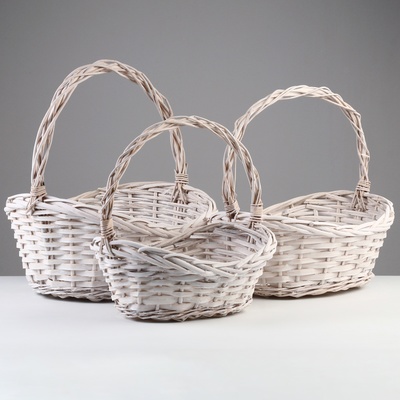 Корзина плетёная для хранения Flegt, ива, белая, набор 3 шт.