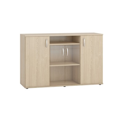 Тумба – витрина, 4 двери, 1350×453×866 мм, цвет дуб сонома