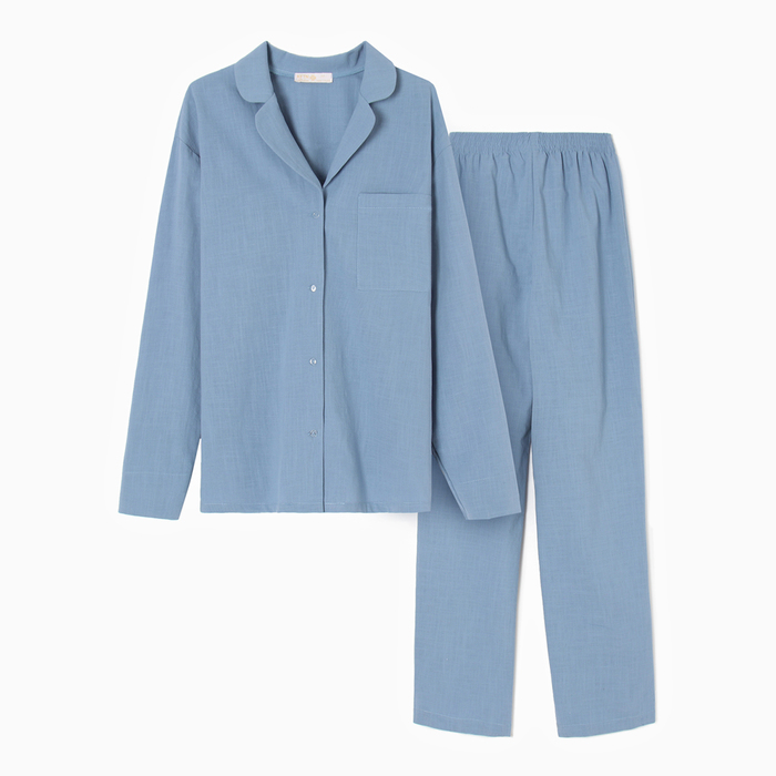 Пижама женская: рубашка, брюки, KAFTAN Basic, размер 40-42, голубая
