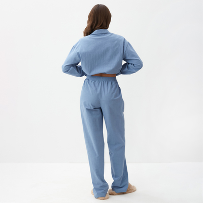 Пижама женская (рубашка, брюки) KAFTAN Basic, размер 52-54, голубая