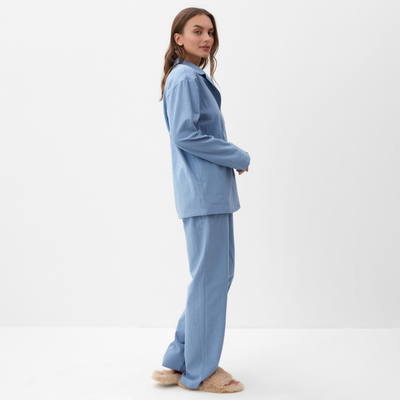 Пижама женская (рубашка, брюки) KAFTAN Basic, размер 52-54, голубая