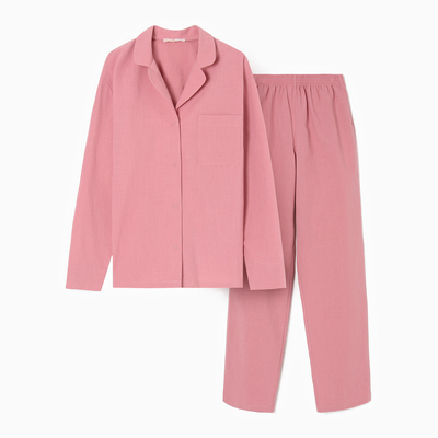 Пижама женская (рубашка, брюки) KAFTAN Basic, размер 40-42, розовая