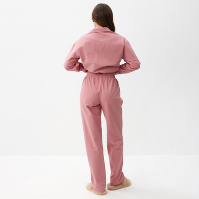 Пижама женская (рубашка, брюки) KAFTAN Basic, размер 40-42, розовая