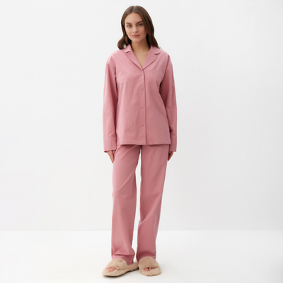 Пижама женская (рубашка, брюки) KAFTAN Basic, размер 44-46, розовая