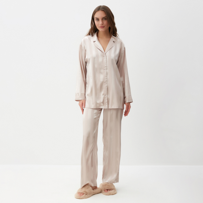 

Комплект женский (рубашка, брюки) KAFTAN Silk "Полоска" р.44-46, кремовый