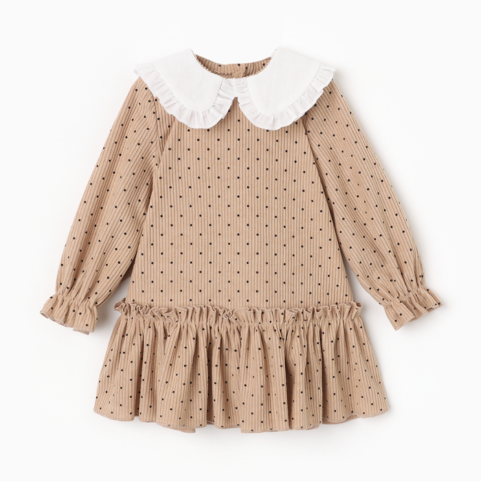 Платье Крошка Я "Горошек", рост 86-92, бежевый - Фото 1