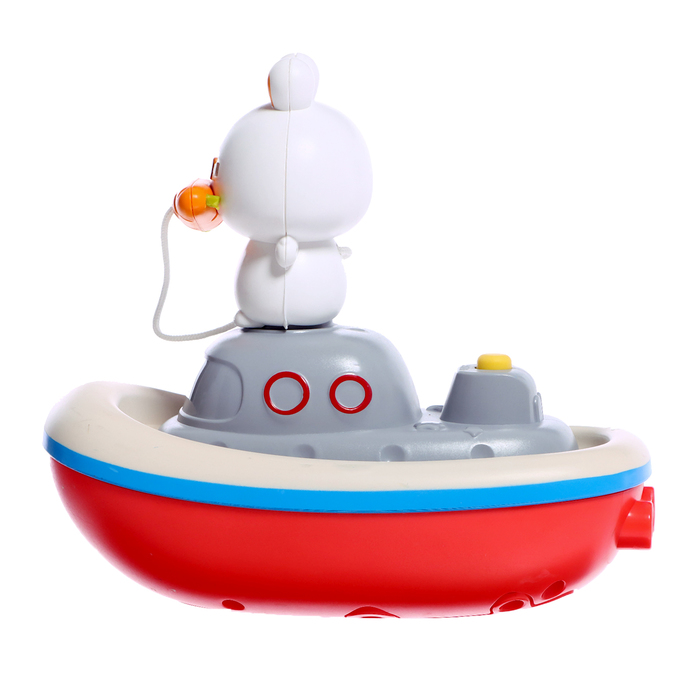 Детский фонтанчик для ванны «Зверята на кораблике», 3 насадки, работает от батареек