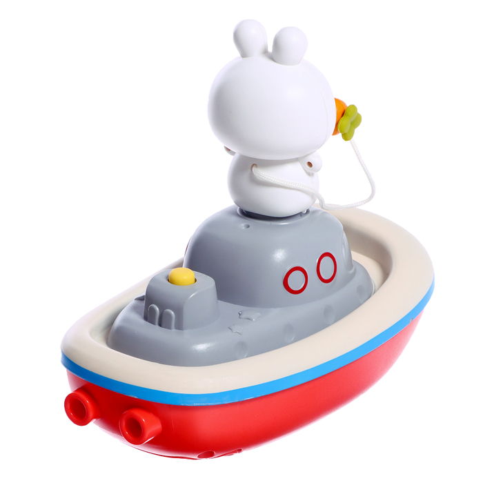 Детский фонтанчик для ванны «Зверята на кораблике», 3 насадки, работает от батареек