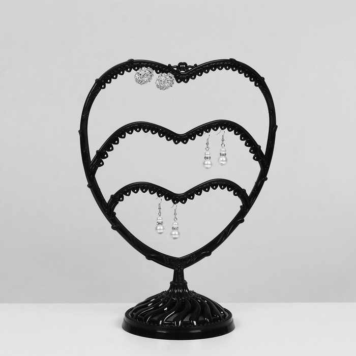 Подставка для украшений «Сердце», 31 место, 13,5×24×30 см, цвет чёрный - фото 1908043925