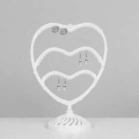 Подставка для украшений "Сердце". 31 место, 13,5x24x30 см, цвет белый