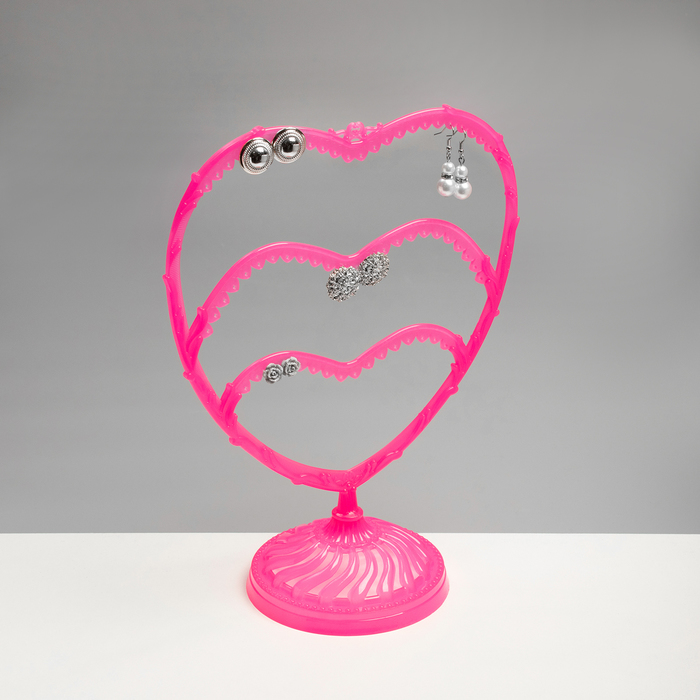 Подставка для украшений «Сердце», 31 место, 13.5×24×30 см, розовая - Фото 1
