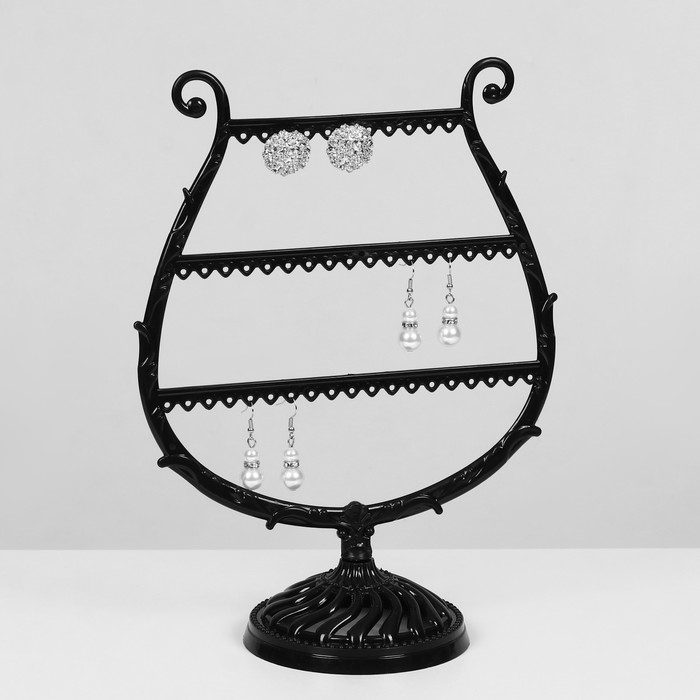 Подставка для украшений «Арфа», 23 места, 10×20×27 см, цвет чёрный - фото 1908043940