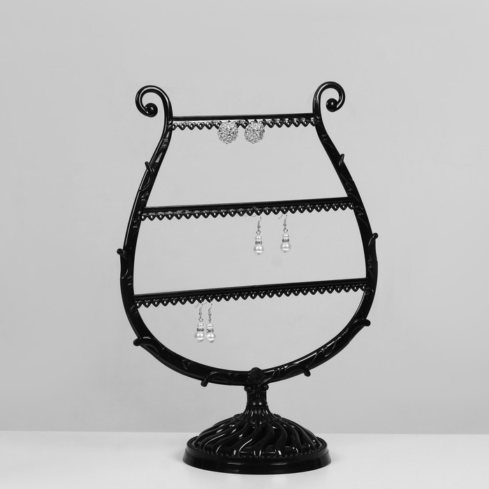 Подставка для украшений «Арфа», 34 места, 15×28×38 см, цвет чёрный - фото 1908043948