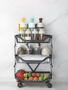 Накопитель складной на колесах, 5 полок, 35.3×27.3×94.6 см, чёрный - Фото 2