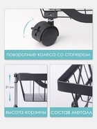Накопитель складной на колесах, 5 полок, 35.3×27.3×94.6 см, чёрный - Фото 4
