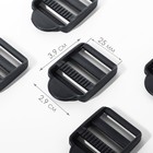 Пряжка регулирующая, трёхщелевая, вн. ширина=25 мм, s=2 мм, 10 шт., чёрная - Фото 1