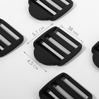 Пряжка регулирующая, трёхщелевая, вн. ширина=38 мм, s=3.5 мм, 10 шт., чёрная - Фото 1