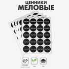 Ценники самоклеящиеся меловые «Круг», 5 листов 3×3 см, чёрный - Фото 1