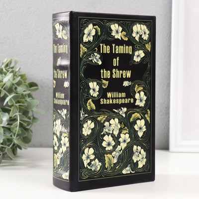 Шкатулка книга-сейф «Укрощение строптивой. Уильям Шекспир», дерево, искусственная кожа, цветы тиснение, 21×13×5 см