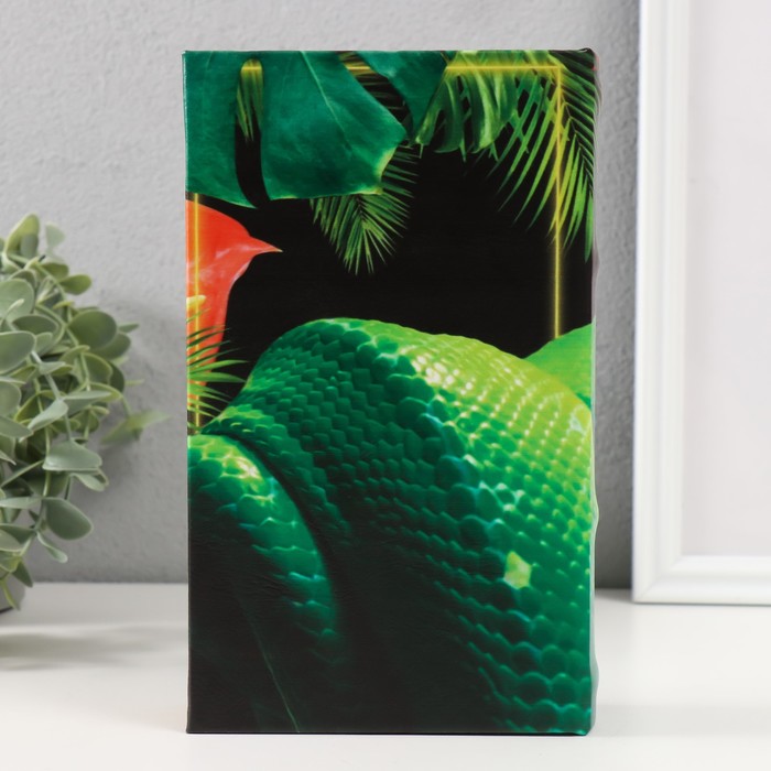 Сейф-книга дерево кожзам "Змея в джунглях" 3D тиснение 21х13х5 см