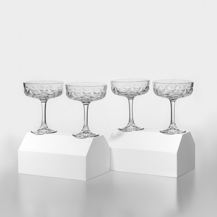 Бокалы для шампанского Paşabahçe ESTRELLA, 235 мл, набор 4 шт., стекло, прозрачные - Фото 1