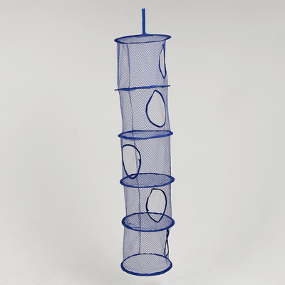 Корзина подвесная для игрушек, 5 секций, синего цвета, 27 × 27 × 110 см