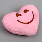 Мягкий магнит «Смайл» в виде сердца, 9 см, цвет розовый - фото 9373388